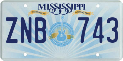 MS license plate ZNB743