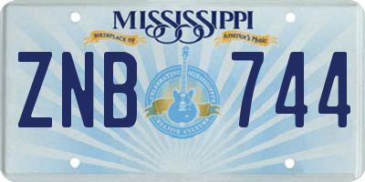 MS license plate ZNB744