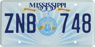MS license plate ZNB748