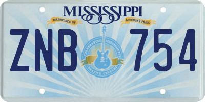 MS license plate ZNB754