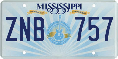 MS license plate ZNB757