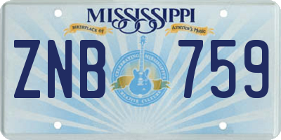 MS license plate ZNB759
