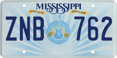 MS license plate ZNB762