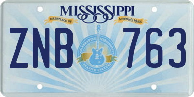MS license plate ZNB763