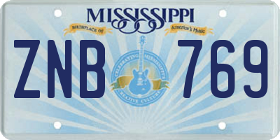 MS license plate ZNB769