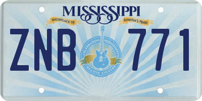 MS license plate ZNB771