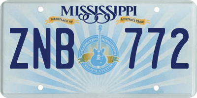 MS license plate ZNB772
