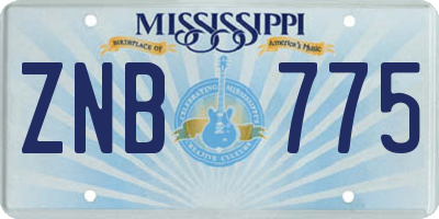 MS license plate ZNB775