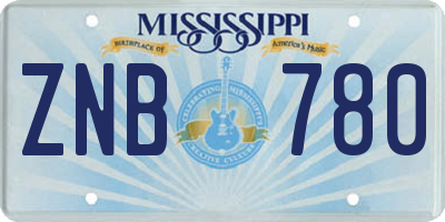 MS license plate ZNB780