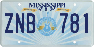 MS license plate ZNB781