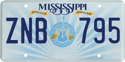 MS license plate ZNB795