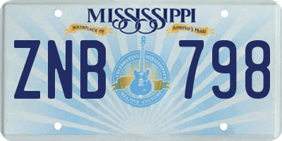 MS license plate ZNB798