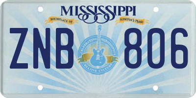 MS license plate ZNB806