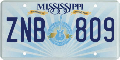 MS license plate ZNB809
