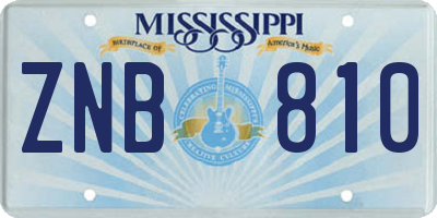 MS license plate ZNB810