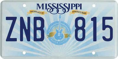 MS license plate ZNB815