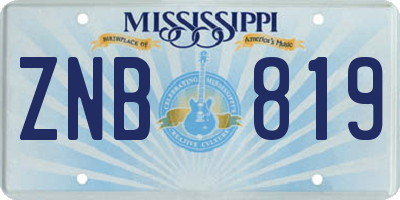 MS license plate ZNB819