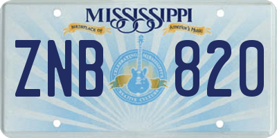 MS license plate ZNB820