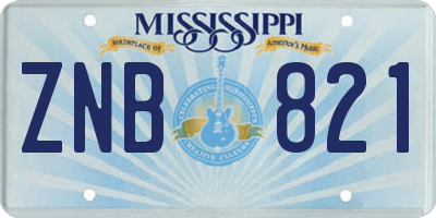 MS license plate ZNB821
