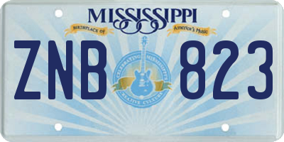 MS license plate ZNB823
