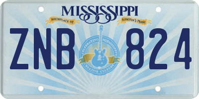 MS license plate ZNB824