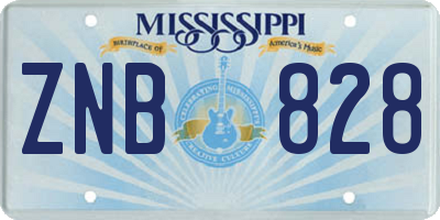 MS license plate ZNB828