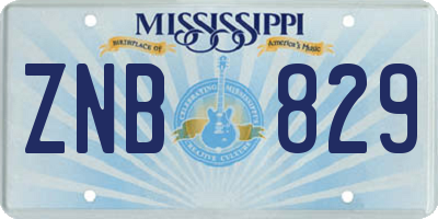 MS license plate ZNB829