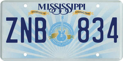 MS license plate ZNB834