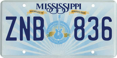 MS license plate ZNB836