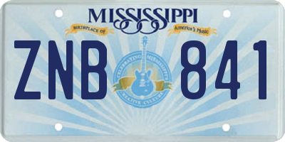 MS license plate ZNB841