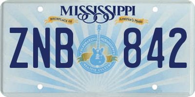 MS license plate ZNB842