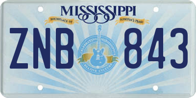 MS license plate ZNB843
