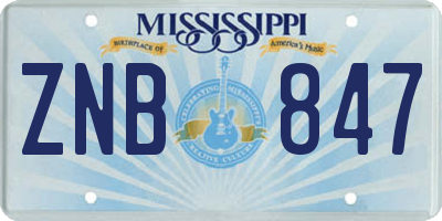 MS license plate ZNB847