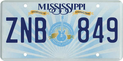 MS license plate ZNB849