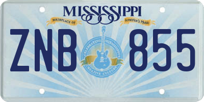 MS license plate ZNB855