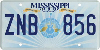 MS license plate ZNB856