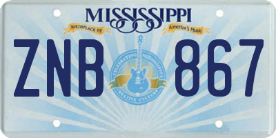 MS license plate ZNB867