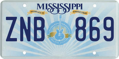 MS license plate ZNB869