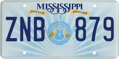 MS license plate ZNB879