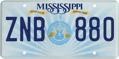 MS license plate ZNB880