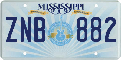 MS license plate ZNB882