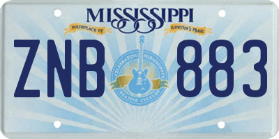 MS license plate ZNB883