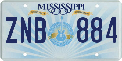 MS license plate ZNB884