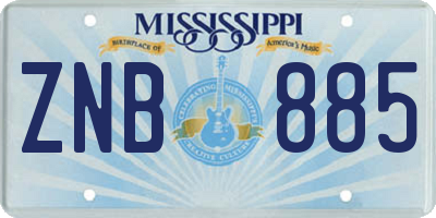 MS license plate ZNB885