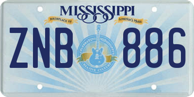 MS license plate ZNB886
