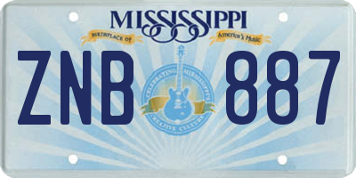MS license plate ZNB887