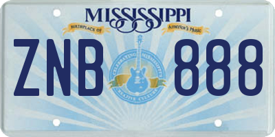 MS license plate ZNB888