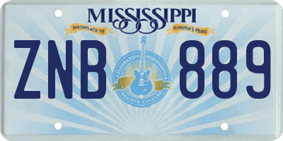 MS license plate ZNB889