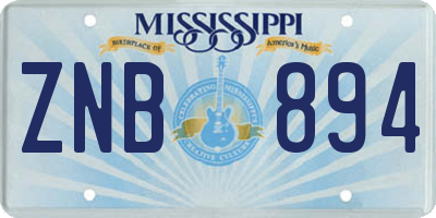 MS license plate ZNB894