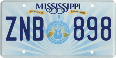 MS license plate ZNB898